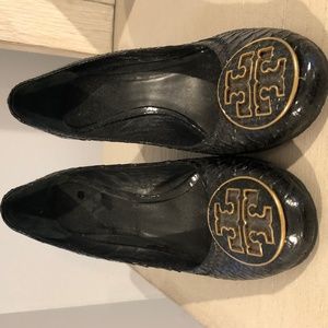 Tory Burch Black Patent Leather Wedge Heel
